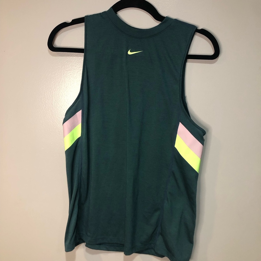Nike Dri Fit Colorblock Teal Workout Tank Top Reflective Sides